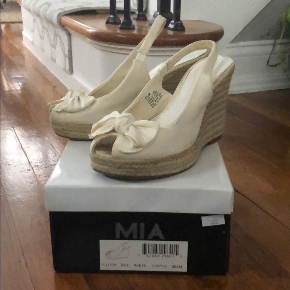 White Canvas Espadrille Wedge